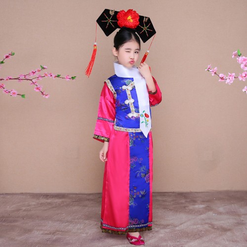 Child Traditional Princess Dance Costume Girls Qing Dynasty Costume Children Hanfu Ancient Court Dress for Cosplay Stage Show